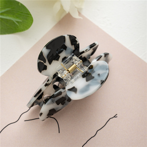 Three-state Korean style acrylic grab clip ponytail hair accessory Japanese and Korean marble pattern simple large plate hair clip 2205