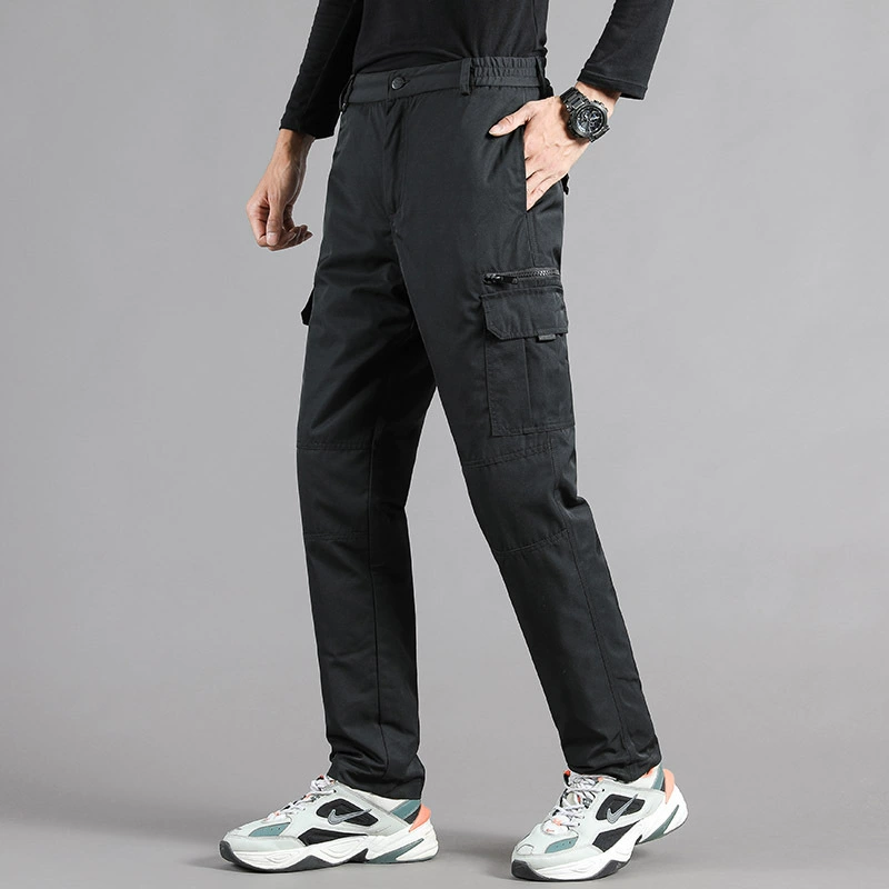 Зимние брюки-карго, прямые брюки, очень толстые, черные, тонкие, однотонные, белые, на утином пуху, повседневная утолщенная куртка со средней талией, 216