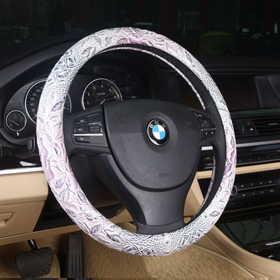 Steering wheel cover, Cross-Border E-Commerce Jacquard Fabric Steering - white-36cm