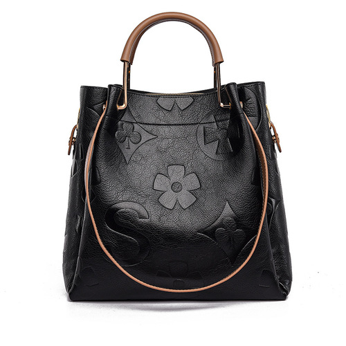 Bags for women summer new fashion texture embossed women's handbag European and American retro large capacity diagonal bucket bag