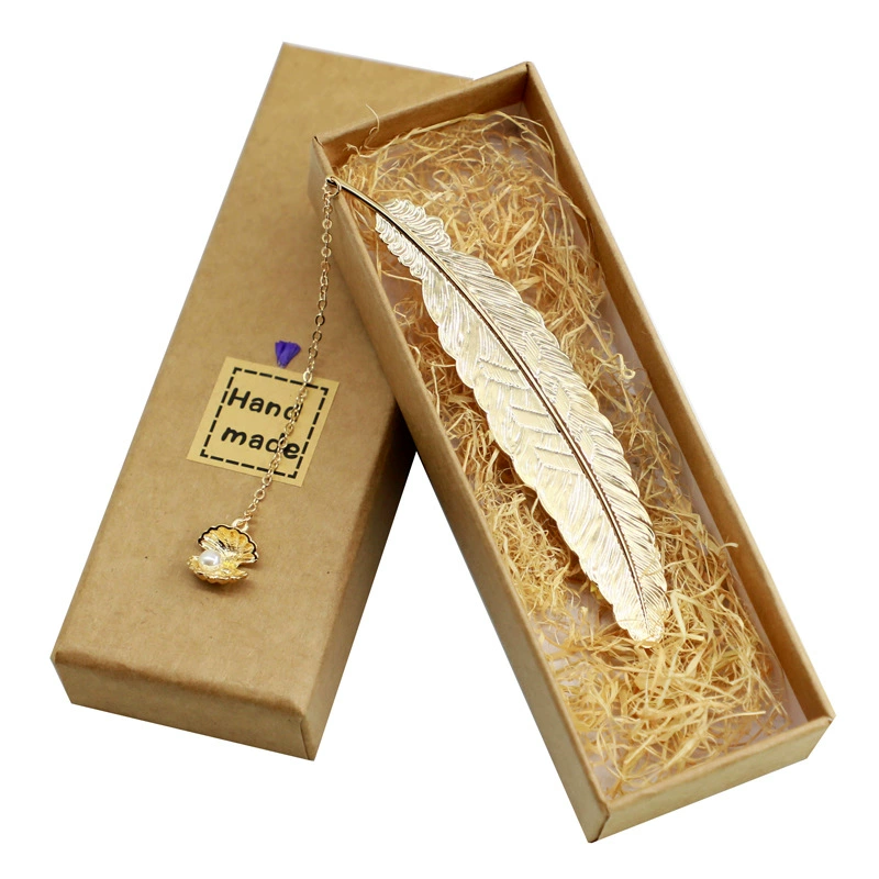 Крыло цикады металлическое перо Лист Закладка ракушка бабочка Классический китайский стиль креативные канцелярские принадлежности Подарочная коробка латунь