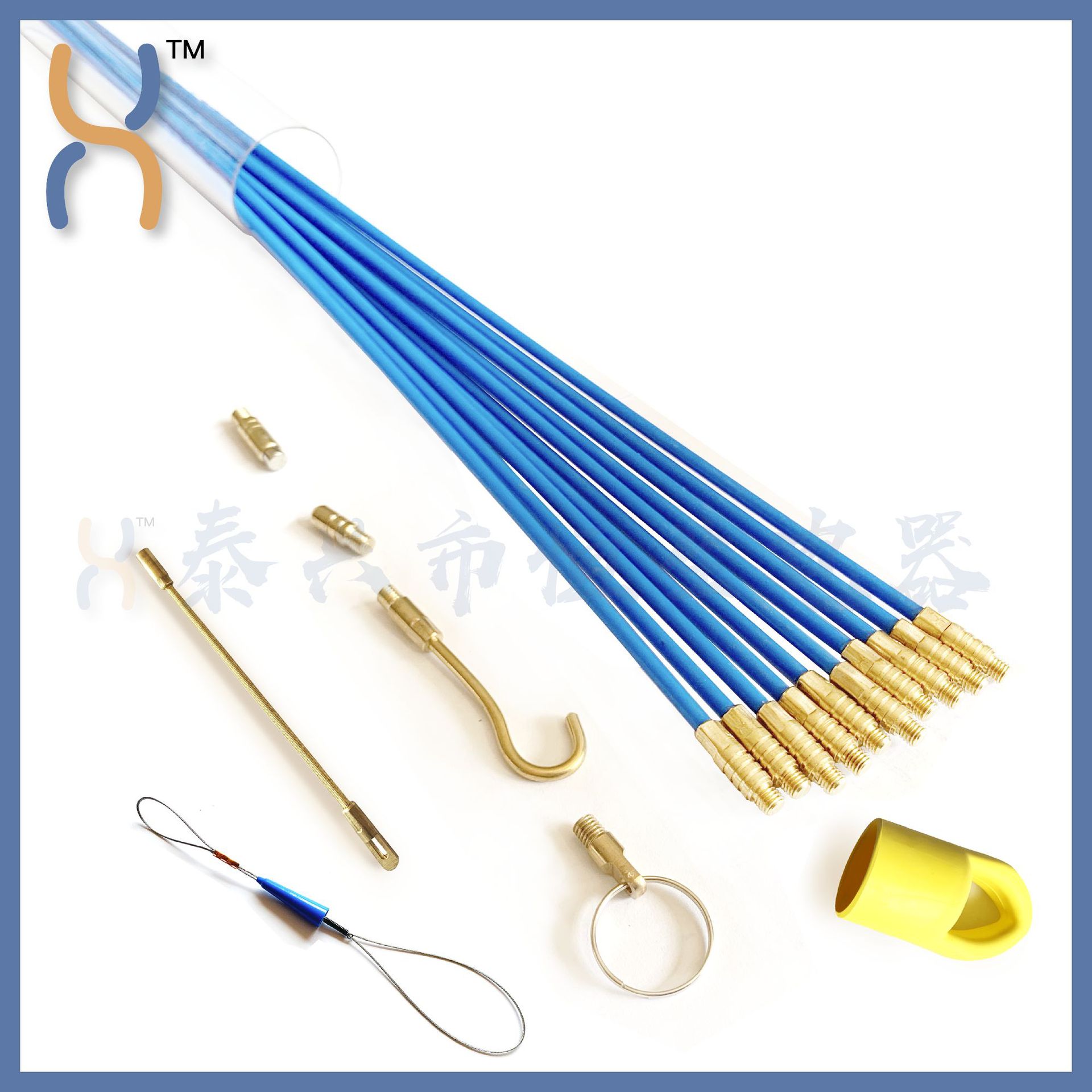 [Cualquier longitud] electricista Extractor de alambre de fibra de vidrio azul se puede conectar la línea de pared de tubería de roscado transparente se puede conectar
