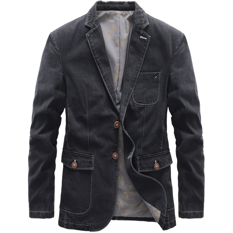 Men's Autum New Jacket Suit Retro Denim Suit Casual Small Suit Formal Single Jacket 31619 Men's Autum New Jacket Suit Retro Denim Suit Casual Small Suit Formal Single Jacket 31619