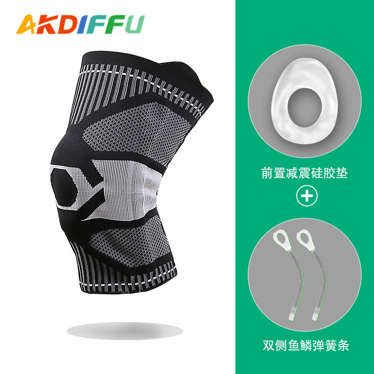 Equipo de Protección deportiva almohadilla de rodilla de silicona transfronteriza delgada transpirable soporte de resorte almohadilla de rodilla horizontal de nylon almohadilla de rodilla deportiva