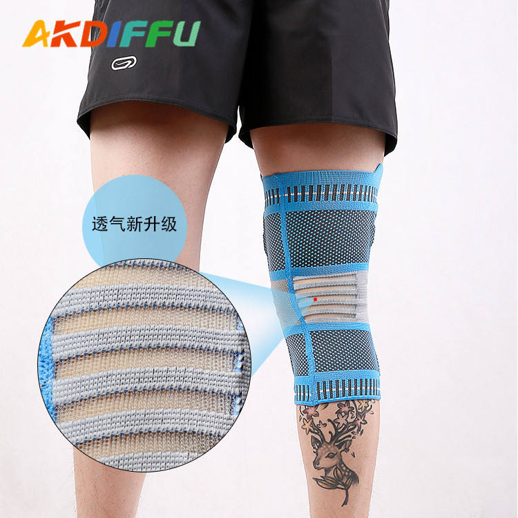 Equipo de Protección deportiva almohadilla de rodilla de silicona transfronteriza delgada transpirable soporte de resorte almohadilla de rodilla horizontal de nylon almohadilla de rodilla deportiva