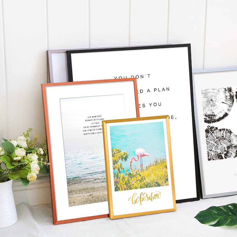 Simple thin edge aluminum alloy photo frame narrow edge picture frame frame mounting creative wall-mounted poster frame advertising photo metal Simple thin edge aluminum alloy photo frame narrow edge picture frame frame mounting creative wall-mounted poster frame advertising photo metal