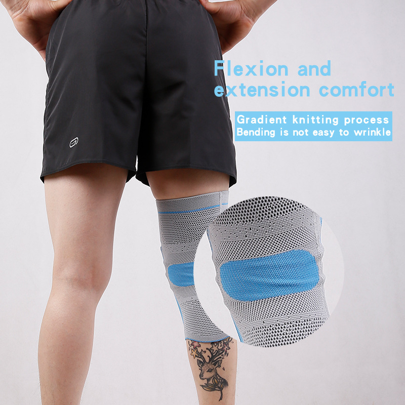 Cruz-frontera unisex de silicona rodillera soporte de Primavera anti-colisión de nylon de punto deportes rodillera