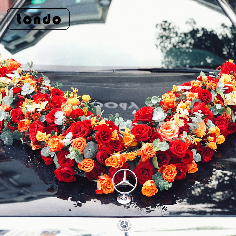 Wedding Car Heart Shaped Flower Mud, Love Wedding Celebration Car Decoration Props Supplies, Heart Shaped Flower Mud Wedding Car Suction Cup