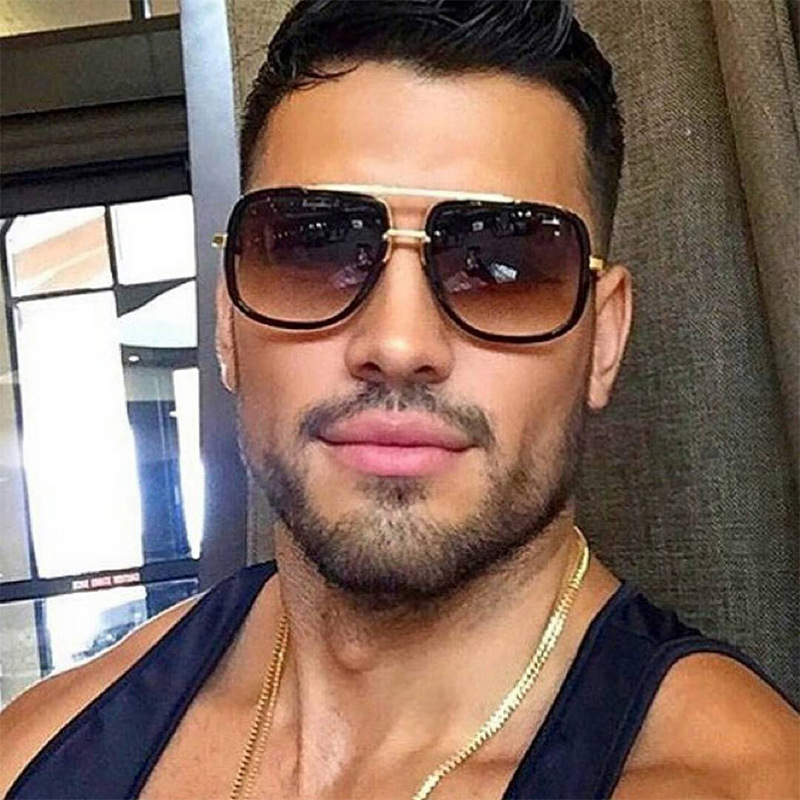 European and American New Fashion Large Frame Sunglasses Cross-border Double Beam Trendy Sunglasses Beach Outdoor Street Photograph Sunglasses