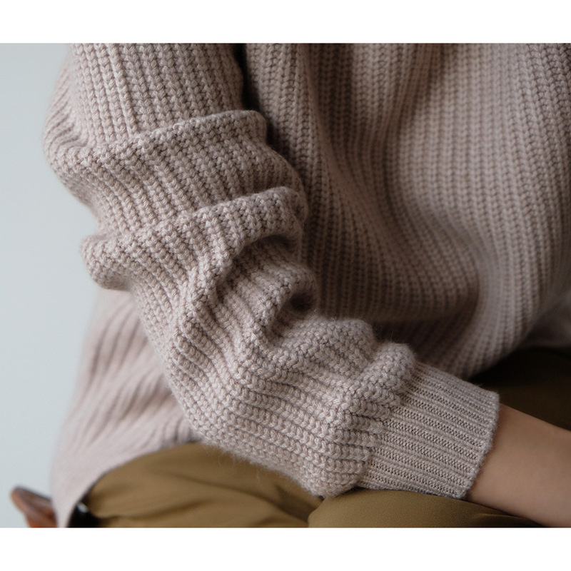 Apc Cashmere Garment Sharing New Italian New Design Velvet Pointed Asymmetric Hem Heavy Cashmere Sweater Warm Sweater