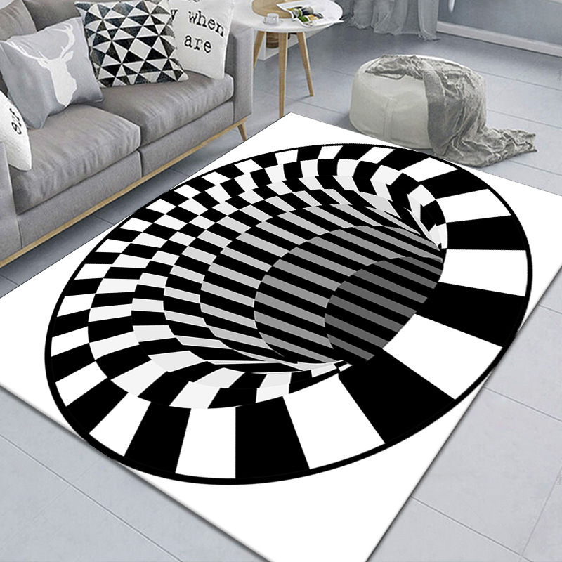 Cross-border clown trap visual carpet living room bedroom coffee table mat 3D geometric three-dimensional illusion mat wholesale