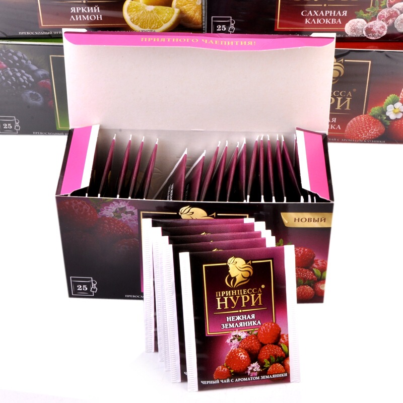Russian Imported Hard-Working Princess Brand Various Fruit-Flavored Flower and Fruit Black Tea 25 Small Bags Individually Packaged/Box Free Shipping