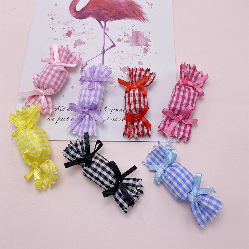 Fresh and Sweet Hand-Sewn Plaid Candy DIY Decorative Clothing Accessories Kidsren's Hairpin Headband Material