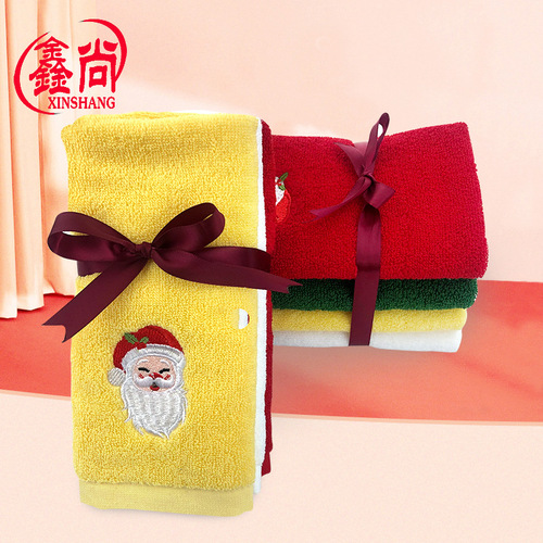 Christmas towel set wholesale cotton Christmas kitchen hand towel gift foreign trade Christmas towel embroidered logo