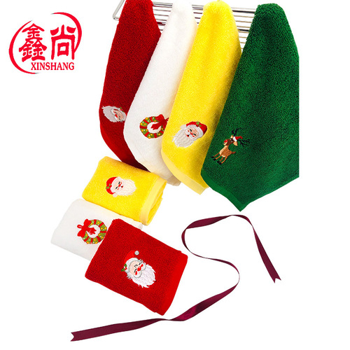 Christmas towel set wholesale cotton Christmas kitchen hand towel gift foreign trade Christmas towel embroidered logo