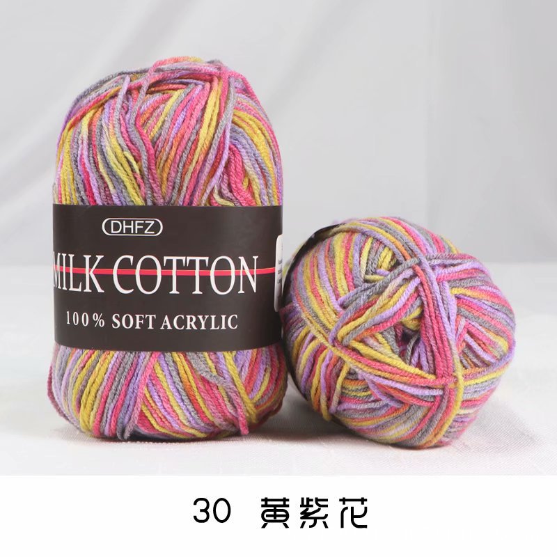 3-Strand gradiente sección de leche teñida de lana de algodón de color colorido medio fino lana crochet lana tejida a mano al por mayor