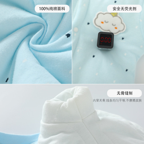 Winter baby jumpsuit, three-layer warm quilted newborn clothes, pure cotton boneless cotton clothes, baby sleeping clothes and crawling clothes