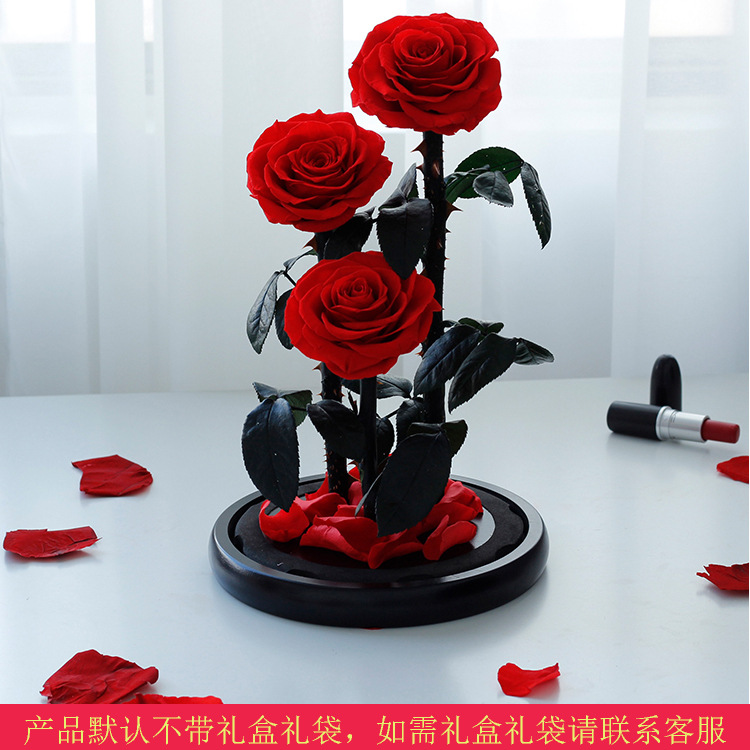 Rosa Eterna Cubierta de Cristal, El Principito, Tres Vidas, Tres Mundos, Caja de Regalo para Novia, Ramo para el Día de San Valentín