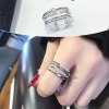 Sophisticated accessory, zirconium, ring with stone, Korean style, micro incrustation, on index finger