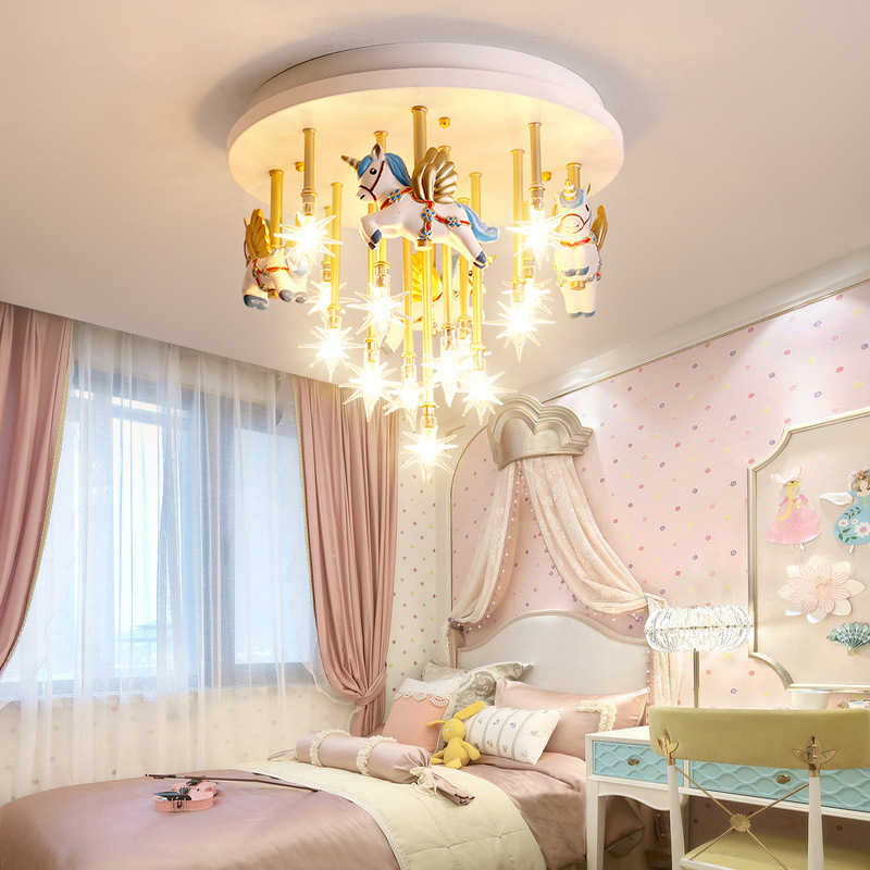 Nordic Internet celebrity star ceiling light creative cartoon Pegasus led children's room boy girl princess bedroom light
