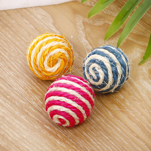 Amazon Striped Sisal Ball Wholesale Cat Toy Ball Cat Scratching Ball Pet Toy Funny Cat Walking Cat Toy Supplies
