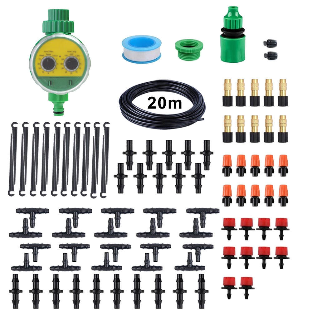 Set di irrigazione automatico a nebulizzazione per fiori, con timer, per giardino, di produzione europea e americana._voghion.com
