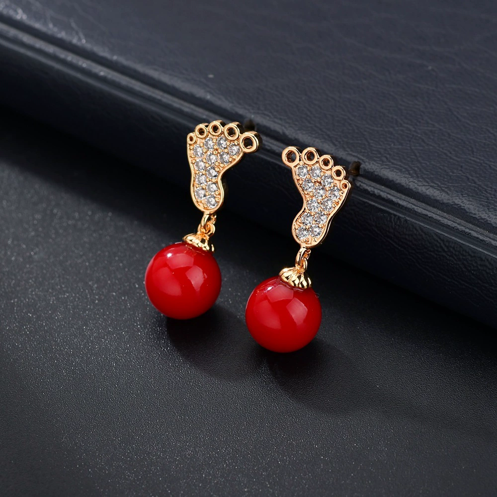 Серьги из жемчирала, золотистый циркон, европейский стиль, оптом