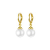 Golden jewelry, demi-season retro earrings from pearl, 24 carat white gold, French retro style