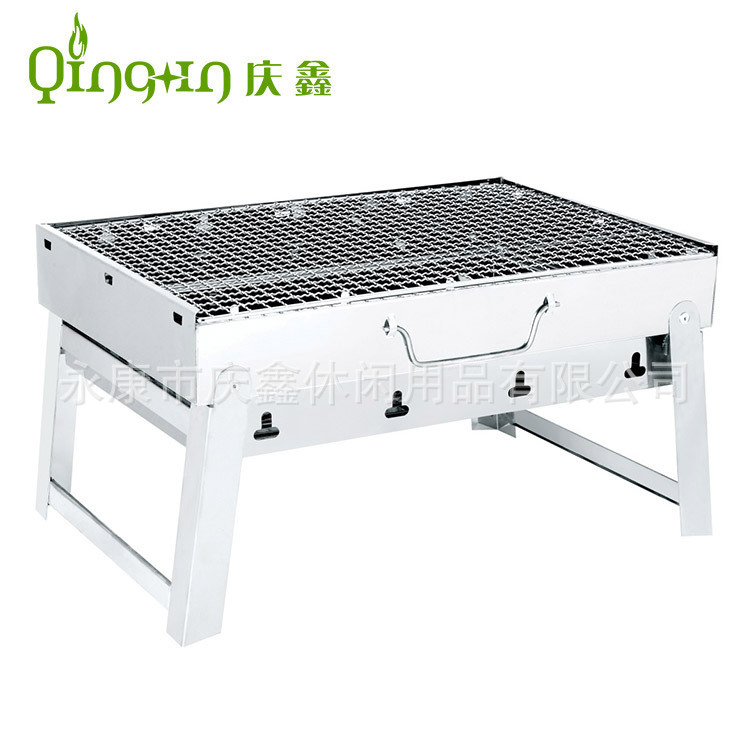 Fabricante de acero blanco estufa de acero inoxidable Parrilla de barbacoa portátil al aire libre plegable Parrilla de barbacoa de carbón