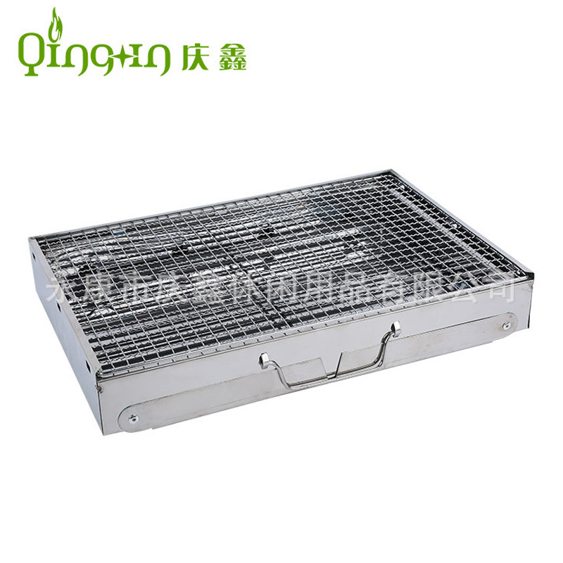 Fabricante de acero blanco estufa de acero inoxidable Parrilla de barbacoa portátil al aire libre plegable Parrilla de barbacoa de carbón
