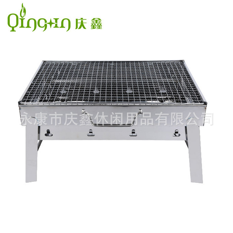 Fabricante de acero blanco estufa de acero inoxidable Parrilla de barbacoa portátil al aire libre plegable Parrilla de barbacoa de carbón