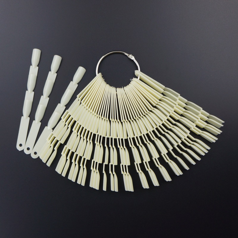 Placa de color de esmalte de uñas de 3 capas de bambú práctica de arte de uñas pieza de uñas 150 piezas en forma de abanico herramienta de tablero de exhibición de piezas de arte de uñas