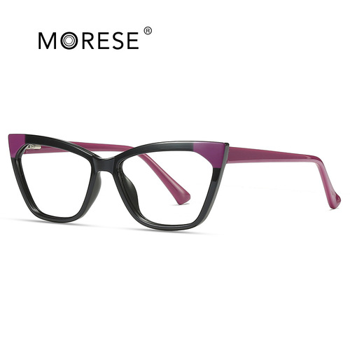 Frame glasses fashionable cat-eye anti-blue light glasses literary and artistic European and American trend flat glasses TR90 slingshot cross-border 2040