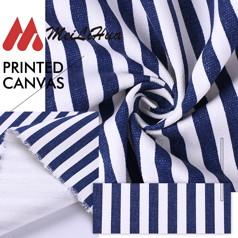 46*26条纹水浆印平纹面料12安涤棉帆布 箱包抱枕套沙发垫鞋材面料