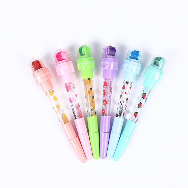 Sello de burbuja pluma niños burbuja soplando rodillo sello pluma en stock al por mayor luz rodillo sello pluma estudiante