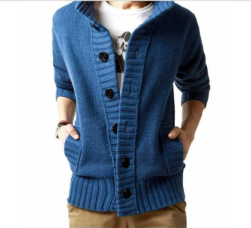Demi‑season knitted cardigan jacket, Korean style, mid‑length, button front