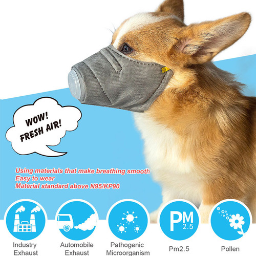 Anti-smog pet 4-layer material protective dog muzzle, outdoor pet supplies to prevent PM2.5 dogs