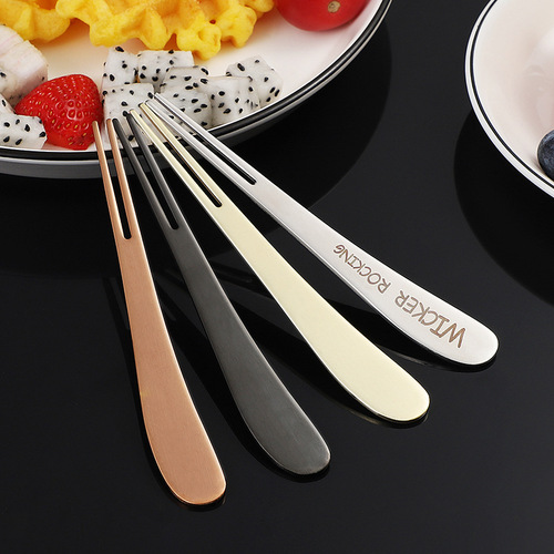 304 stainless steel fruit fork thickened creative sanded inclined handle mooncake fork dessert fruit pick can support logo making