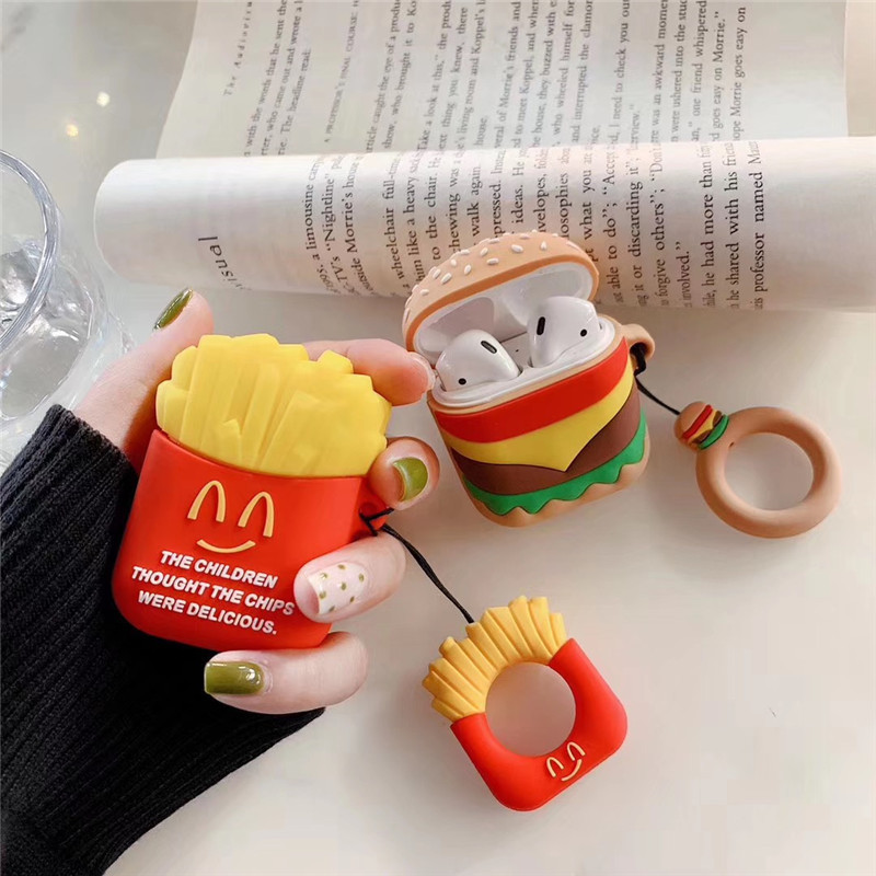 Creative Fries Burger for Airpods2 Protective Case pro Soft Case 3 Generation Apple Bluetooth Headphone Case Charging Box