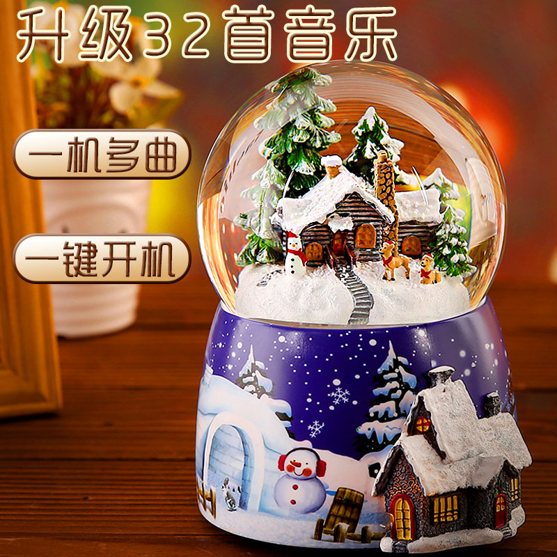 Caja de música navideña con forma de casa de nieve, bola de nieve luminosa recargable eléctrica, caja de música con bluetooth, regalo de Navidad