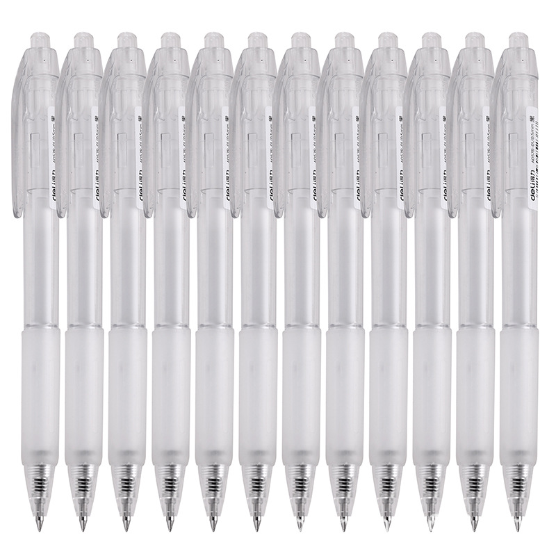 Deli A057B-01 push gel pen estudiante negro 0,5mm bala pluma de la prensa pluma de agua image 5