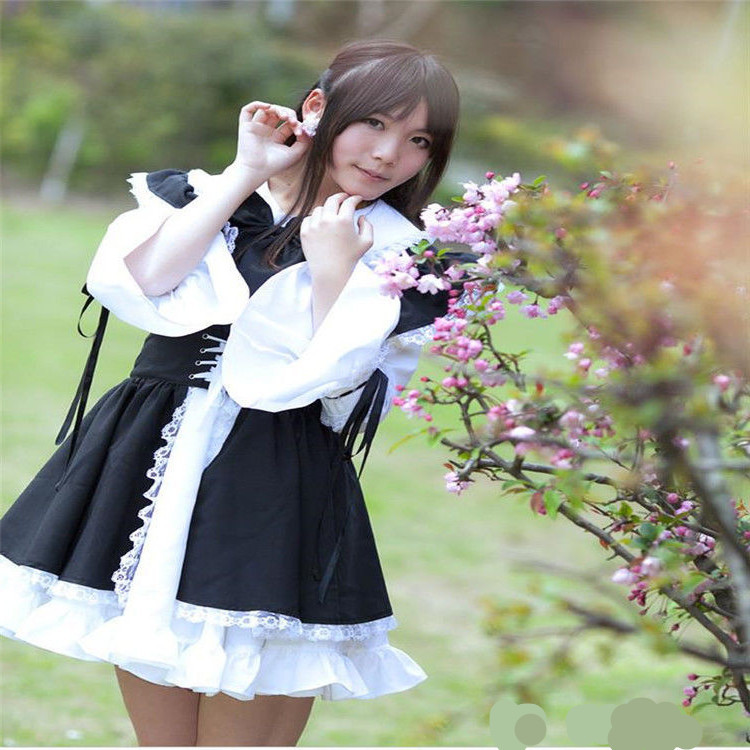 Black and White Maid Costume cosplay Moe Japanese Anime Costume Exotic World Restaurant Cafe Work Clothes Maid Costume