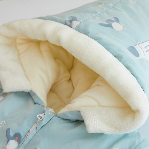 Newborn Baby Bodysuit with Hooded Outerwear, Quilted, Cotton, for Winter, with Enhanced Warmth, for Crawling and Dressing