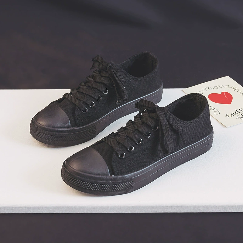 Low-top canvas sneakers, unisex, Korean style, spring/fall, white accent