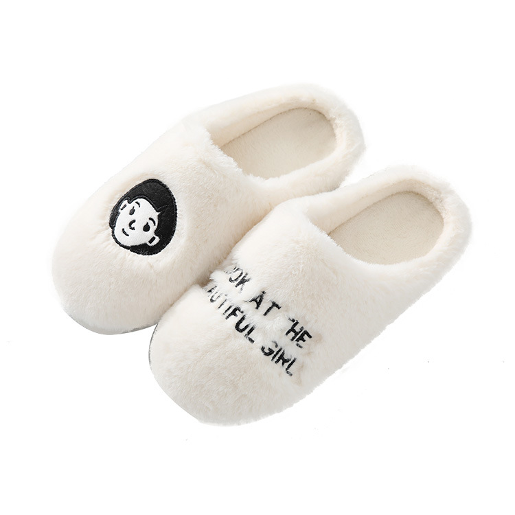 Pantuflas de algodón cálidas para interiores para el hogar, zapatos de felpa divertidos para parejas, zapatillas de cabeza para hombres y mujeres lindos de dibujos animados