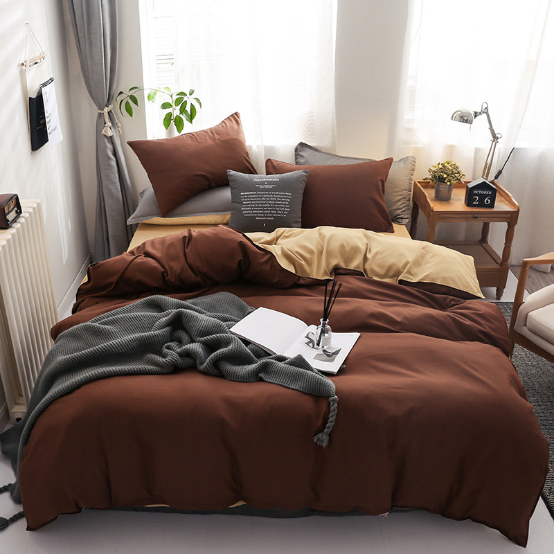 Minimalist style matte solid color double bed sheets, duvet covers, pillowcases, four piece set_voghion.com