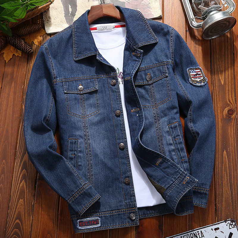 2025 nuevo chaqueta de vaquero hombre primavera y otoño chaqueta de trabajo americano casual suelta gran chaqueta de collar retro