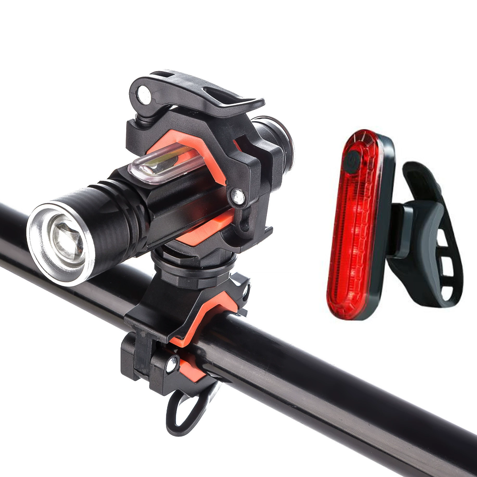 Bike with usb charger, work flashlight, rotating mountain front headlights, set, shelf lighting