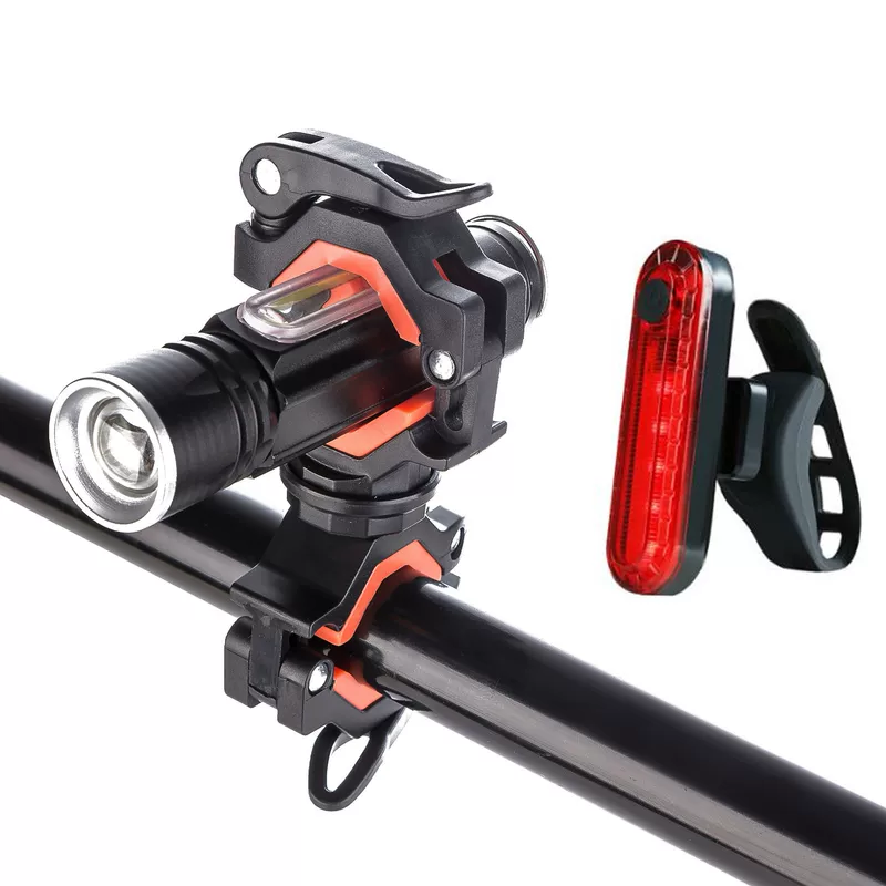 Bike with usb charger, work flashlight, rotating mountain front headlights, set, shelf lighting