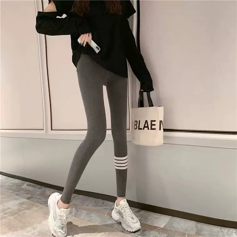 Cotton trousers, thin elastic leggings, fitted, tight